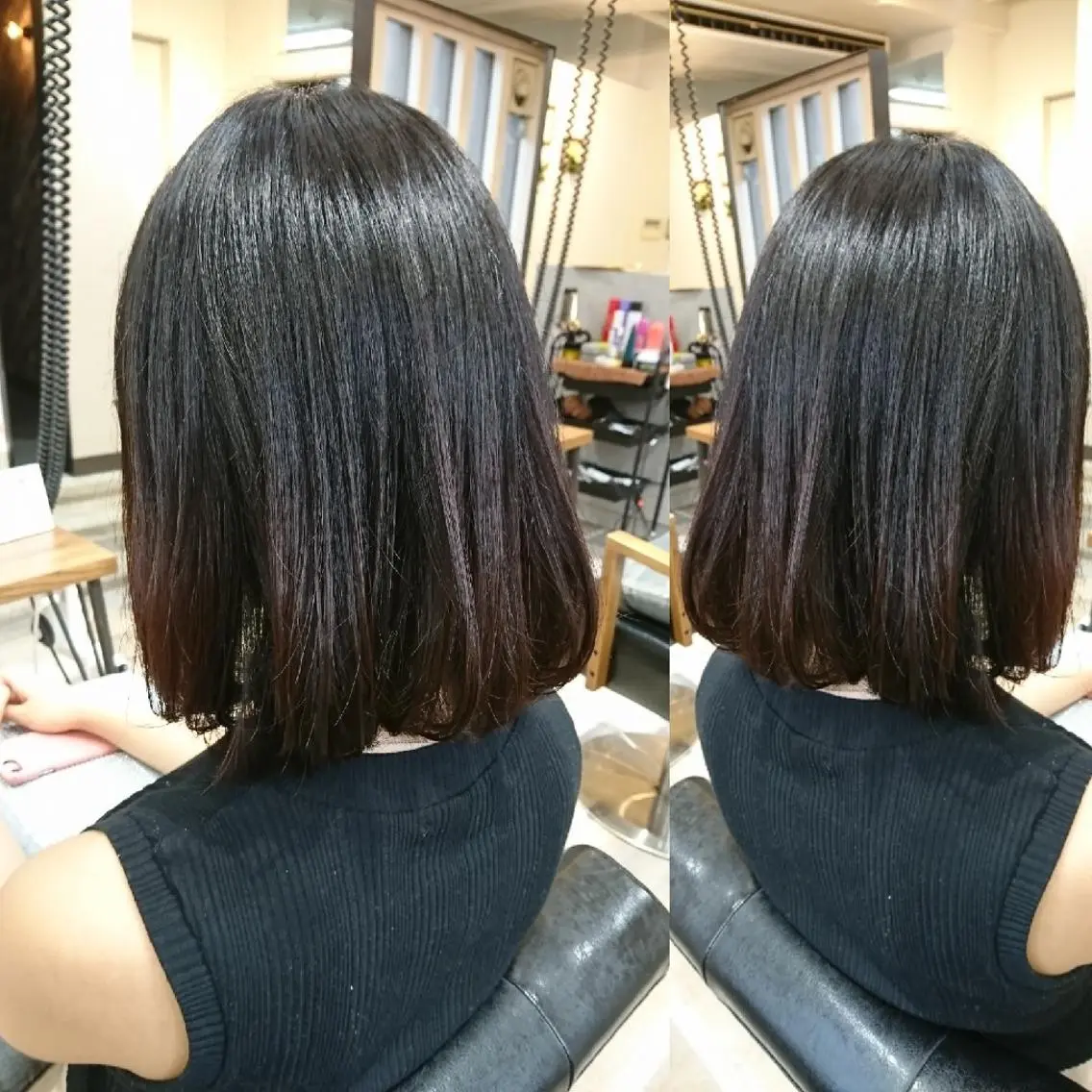 ミディアム 縮毛矯正 カット 縮毛矯正 トリートメント 艶カラー/インナー /グラデ/大西小百合のヘアスタイル
