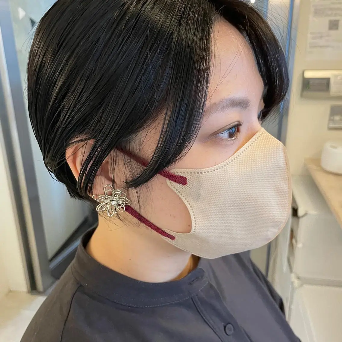 ショート カラー ブルーカラー ブルーグレー ブルーグレージュ グレージュ ヘアカラー トリートメント ボブウルフ／ボブ Satsuki【名駅のヘアスタイル