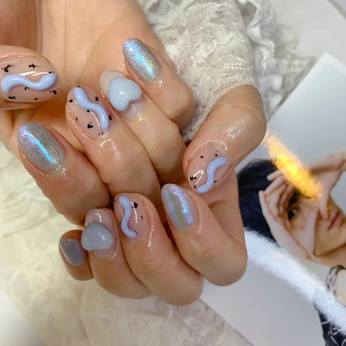 ネイル ハート ハンドネイル La neige* yuki 🐩🌙のネイルデザイン