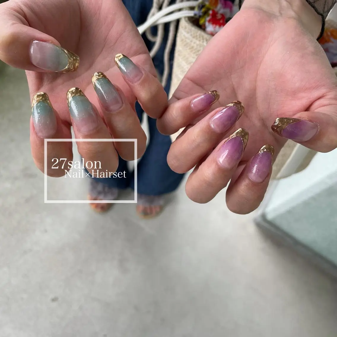 ネイル アートネイル グラデーション ミラーネイル 27salon yuinaのネイルデザイン