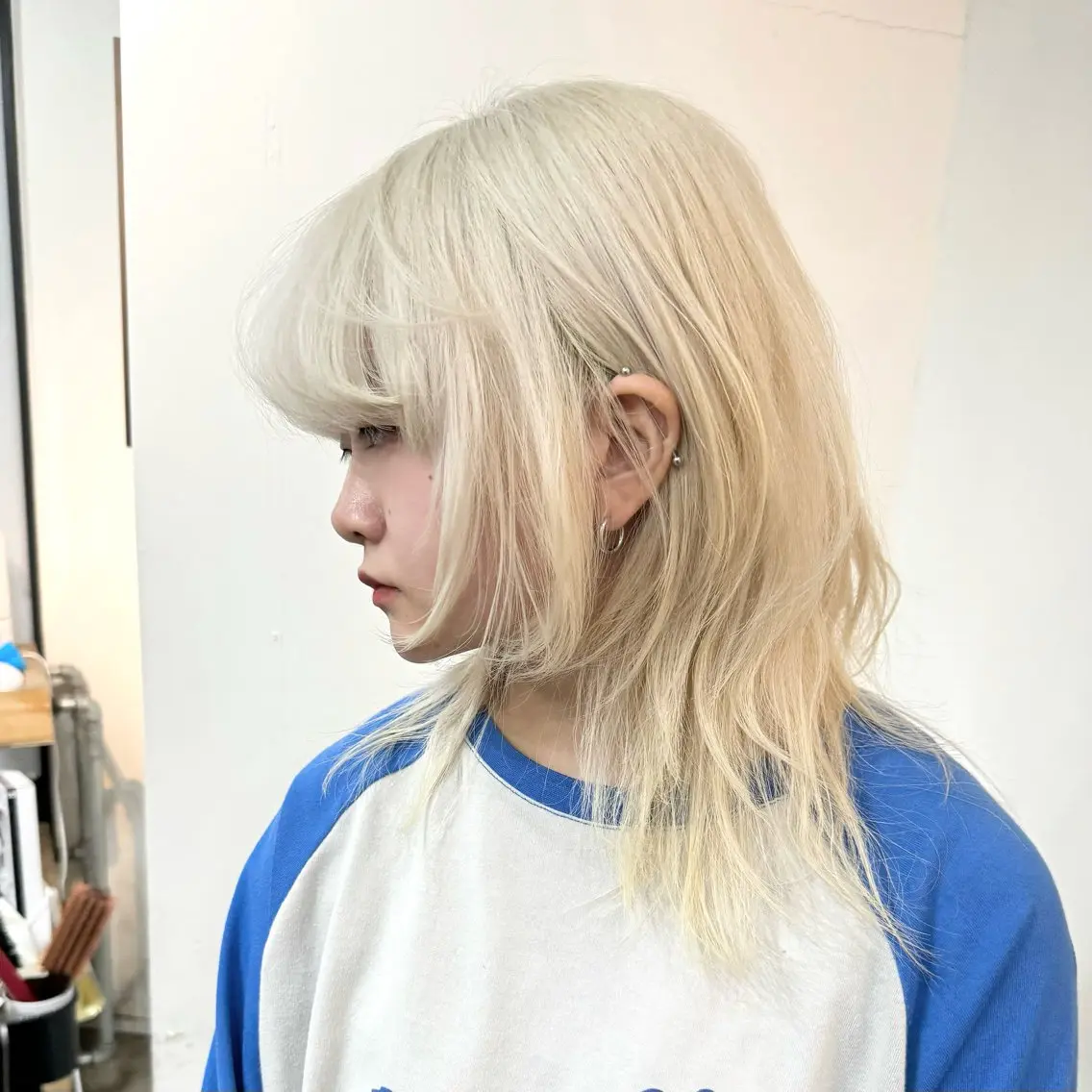 カラー ブリーチ ブロンド ハイトーンカラー ピンクカラー ホワイトピンク エクステモデル募集 💗大阪梅田/川上のヘアスタイル