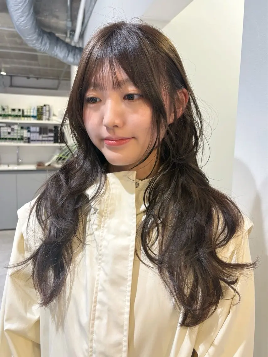 ロング カラー カット ヘアカラー レイヤーカット🍏 オリーブ/ののかのヘアスタイル