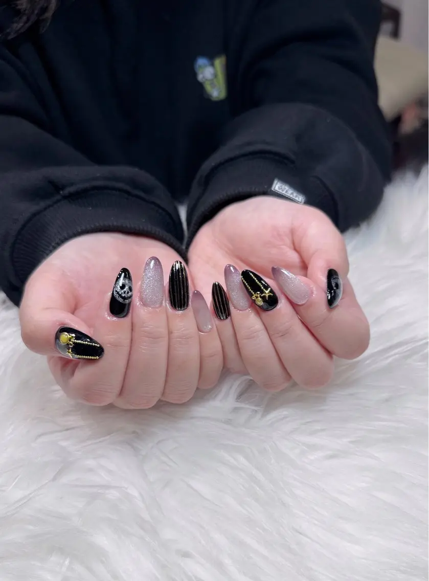 ネイル アートネイル オーロラネイル ジェルネイル 韓国ネイル ロングネイル ハンドネイル Nichi Nailsのネイルデザイン