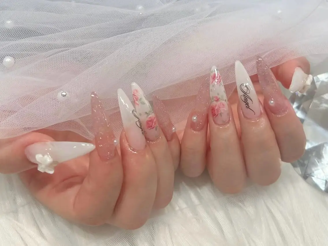 ネイル オーロラネイル ボルドー ブラウン 氷ネイル・うるうるネイル キラキラネイル ハンドネイル Sora  Nail 長さ出し専門店のネイルデザイン