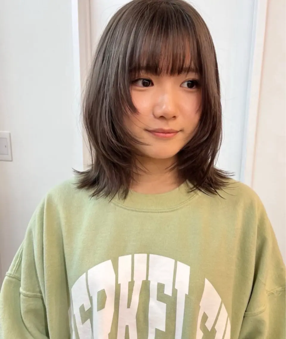 ミディアム カラー カット haruhi/艶髪 ☀️透明感カラーのヘアスタイル