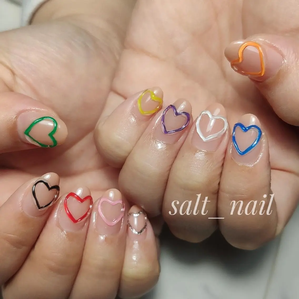 ネイル ハート ハンドネイル 個人サロン saltnailのネイルデザイン
