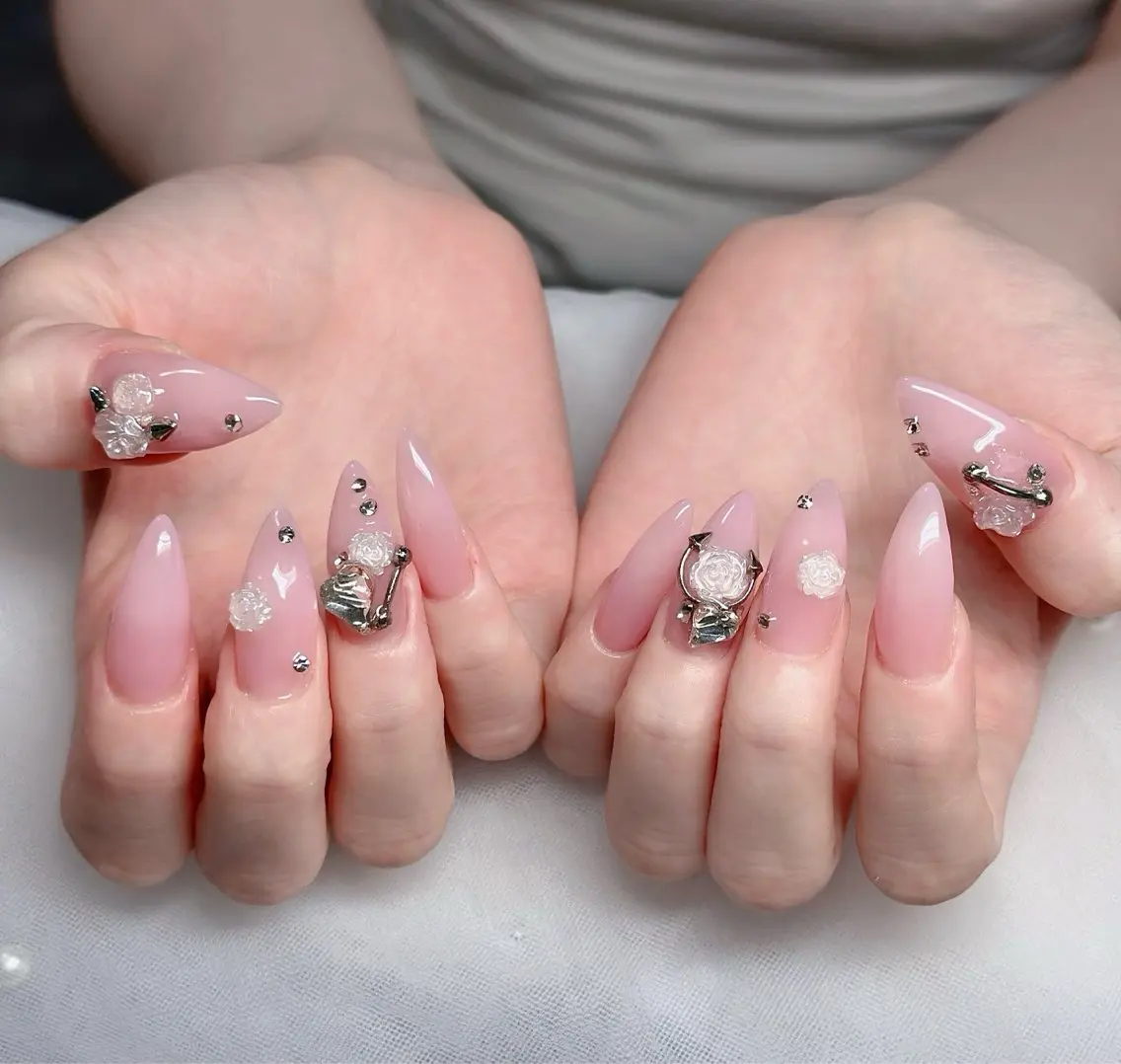 ネイル ハート キラキラネイル リボン ハンドネイル キノコ H.babynailのネイルデザイン