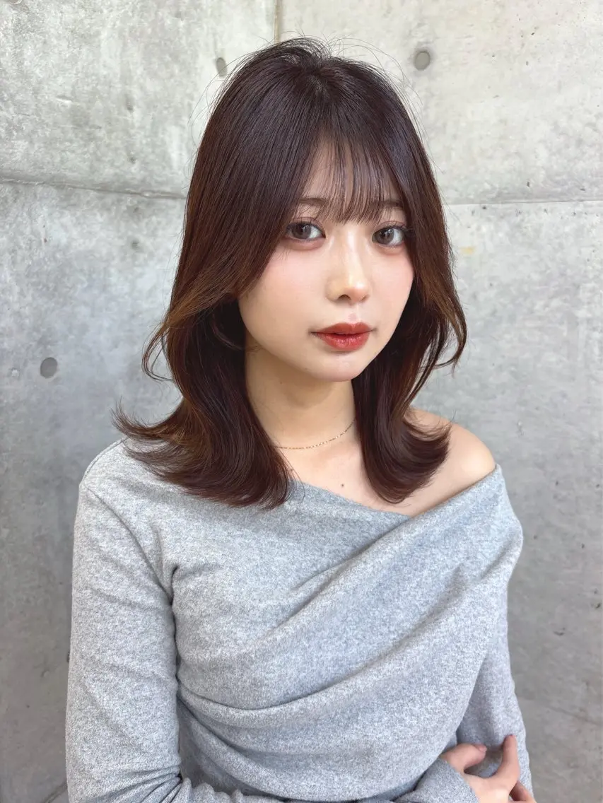 ミディアム ヘアカラー トリートメント 福岡縮毛矯正✨️ ストレート 向井和輝のヘアスタイル