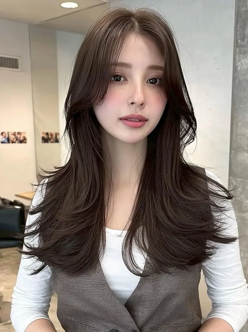 ロング カラー カット ヘアカラー トリートメント ✂️垢抜け/トレンド レイヤー/韓国/IRのヘアスタイル