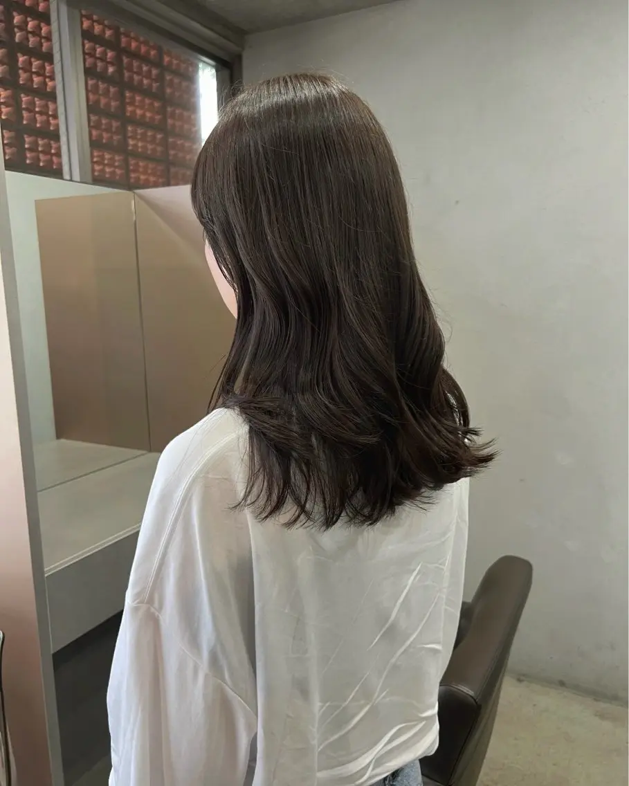 ミディアム カラー カット ヘアカラー トリートメント akane/オリーブ /ボブパーマのヘアスタイル