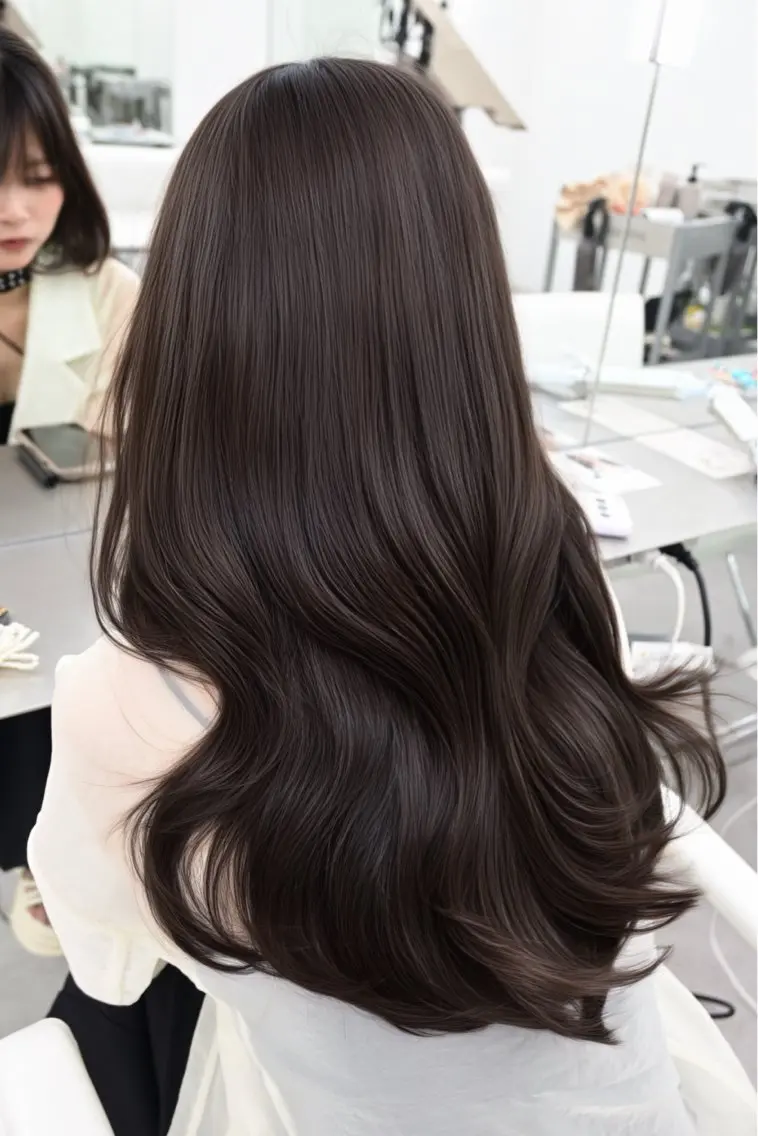 セミロング ヘアカラー トリートメント 透明感カラー🩶 ×小顔カット難波のヘアスタイル