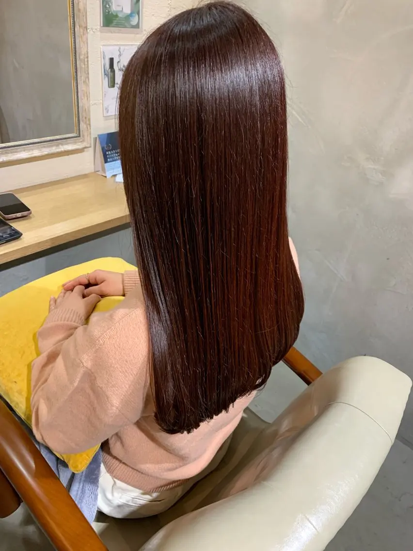 ロング カラー ブラウンカラー ピンクカラー ピンクブラウン 福永 ちひろのヘアスタイル