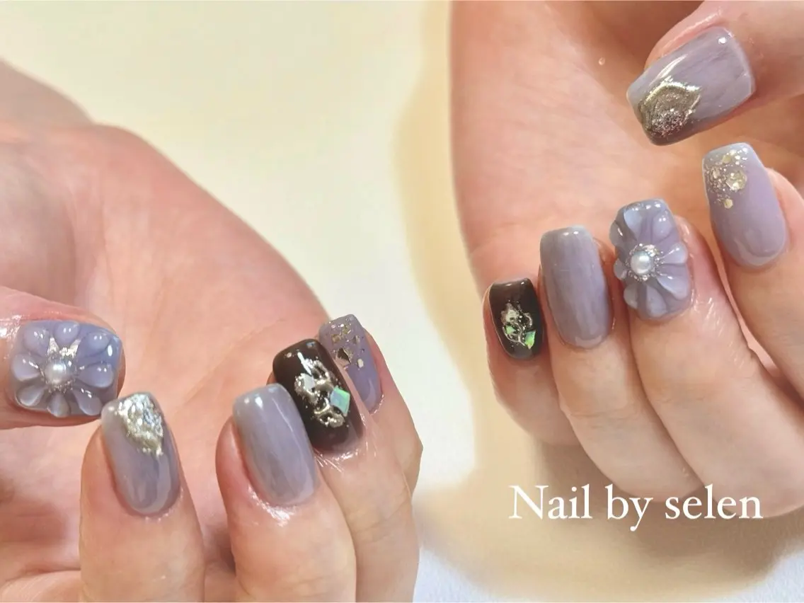 ネイル アートネイル ジェルネイル グラデーション ミラーネイル ニュアンスネイル ハンドネイル Nail by selenのネイルデザイン