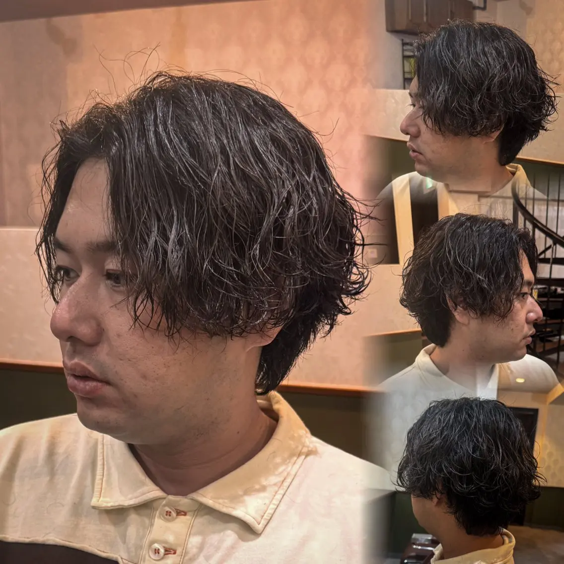 ミディアム パーマ メンズ カット パーマ メンズカット✂️ メンズパーマ💈三上のヘアスタイル