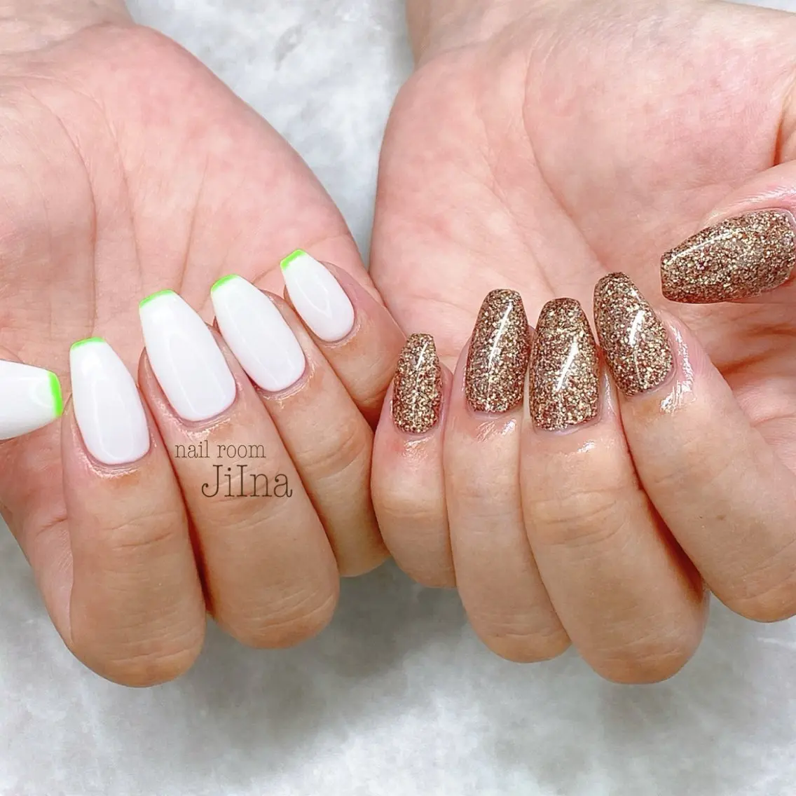 ネイル フレンチネイル ラメ(グリッター) ワンカラーネイル JiIna nailのネイルデザイン