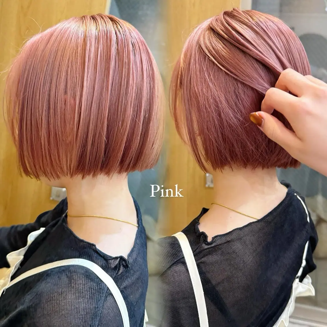 ショート カラー ベージュカラー ブリーチ ピンクカラー ピンクベージュ ❤️アヤカ レイヤーカット❤️のヘアスタイル