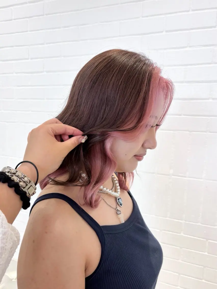 セミロング カラー ヘアアレンジ ヘアカラー トリートメント 🎀モテ暖色× エクステ🎀あかりのヘアスタイル