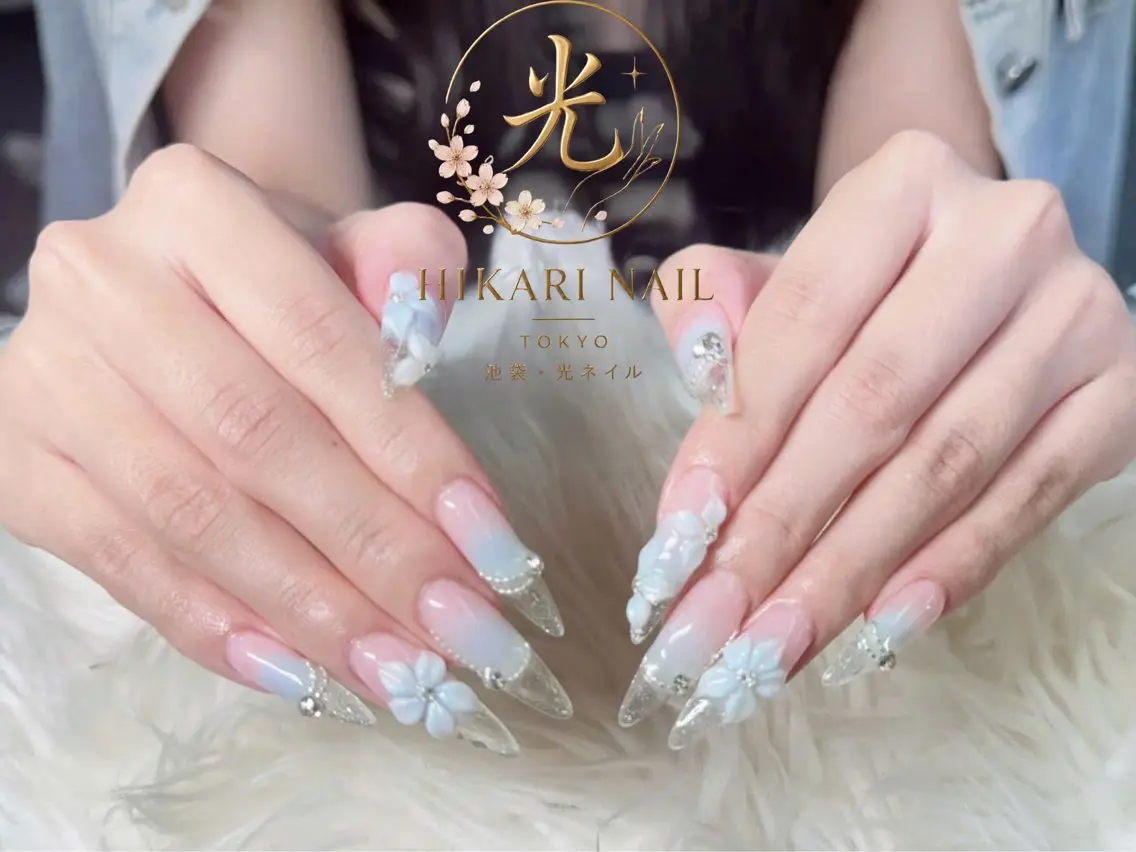 ネイル チークネイル 長さ出し フレンチネイル ガーリー ハロウィン ハンドネイル HikariNail Ikebukuroのネイルデザイン