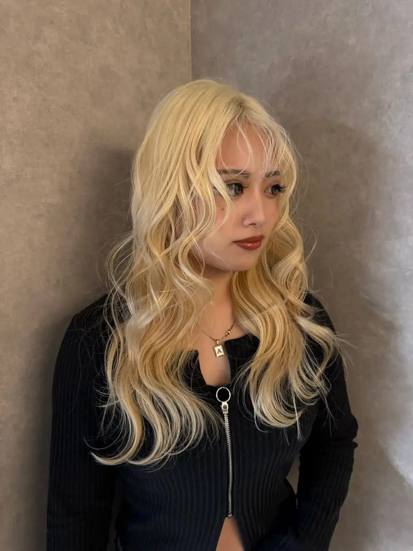 ロング ヘアアレンジ カット ヘアカラー 韓国×艶髪 さきのヘアスタイル
