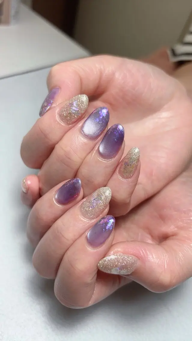 ネイル オーロラネイル キラキラネイル マグネットネイル ハンドネイル フットネイル ishida miokaのネイルデザイン