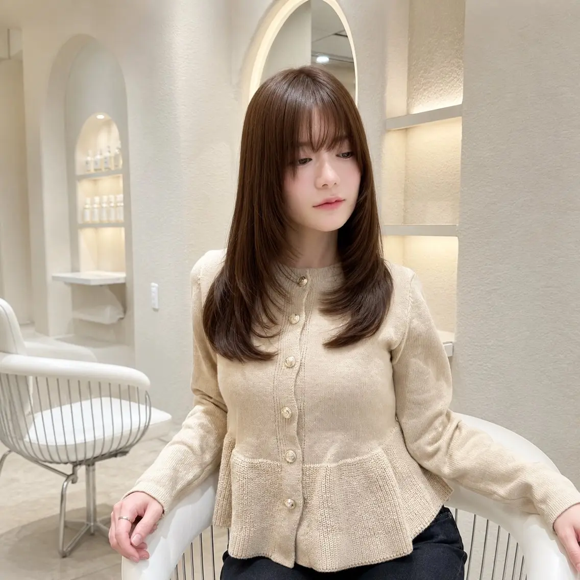 セミロング カット 縮毛矯正 トリートメント 🦋韓国風レイヤー/ 艶髪矯正🦋凛太郎のヘアスタイル