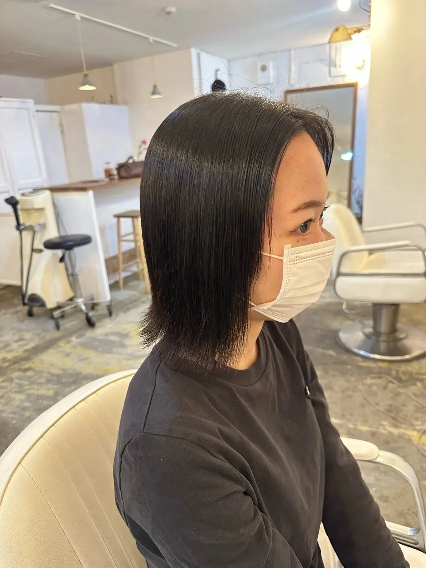 ミディアム 縮毛矯正 トリートメント 縮毛矯正 yamasaki momoaのヘアスタイル