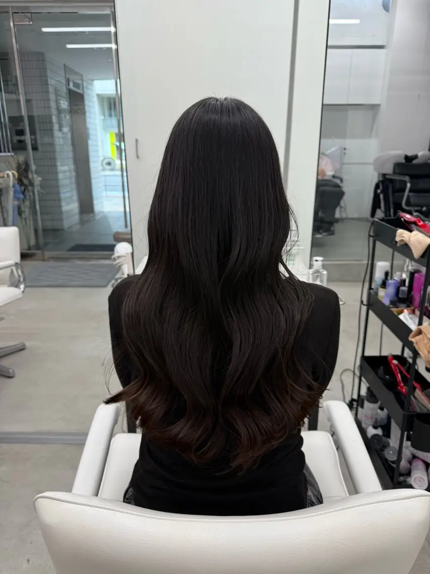 ロング カット ヘアカラー トリートメント 髪質改善×ブリーチ なしカラー/桃愛のヘアスタイル