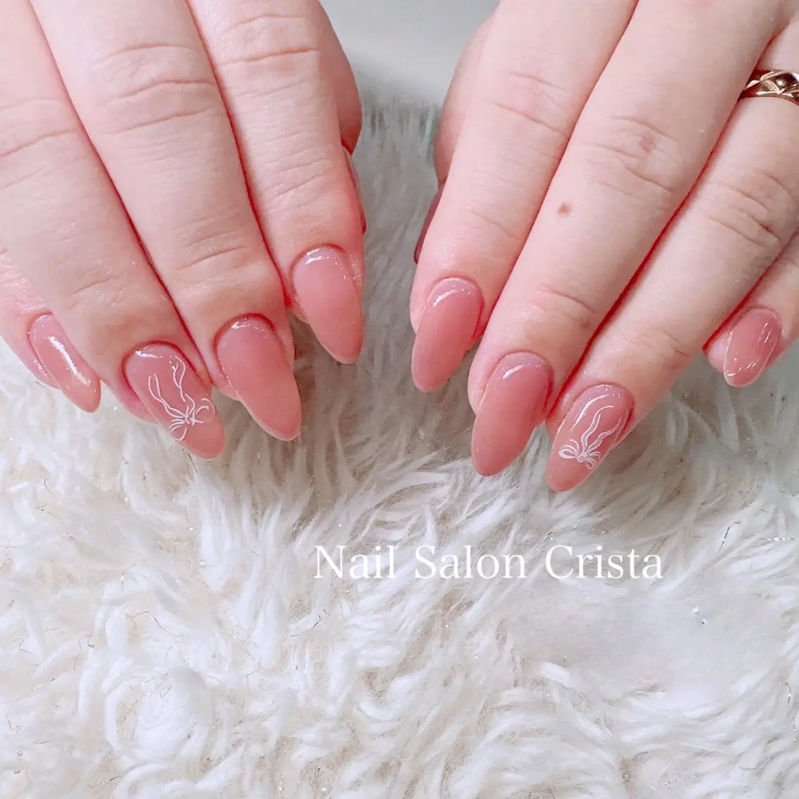 ネイル ジェルネイル パラジェル リボン ハンドネイル CRISTA MOMOのネイルデザイン