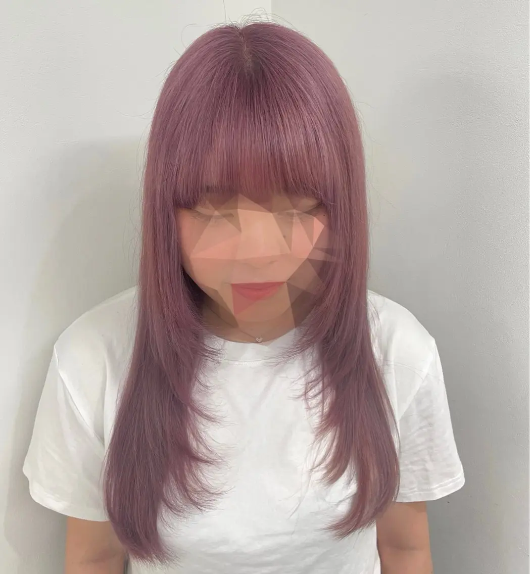 ロング カラー ヘアアレンジ ブリーチ ピンクカラー 顔周りカット レイヤーカット 古沢 みづきのヘアスタイル