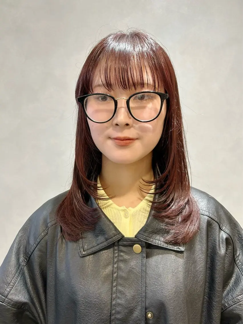 ミディアム カラー ミディアムレイヤー レイヤーカット カット ヘアカラー 池袋/小顔レイヤー/ 顔まわり/taigaのヘアスタイル
