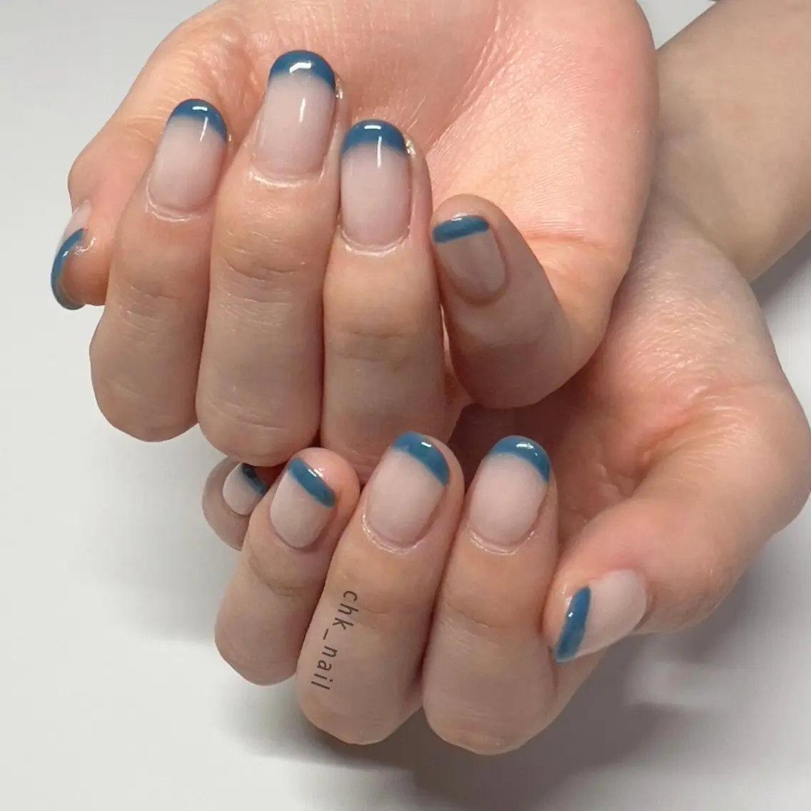 ネイル ブルー フレンチネイル t chikaのネイルデザイン