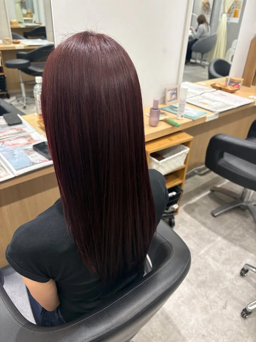 ロング カラー ボルドーカラー 大阪美容師/ さきのヘアスタイル