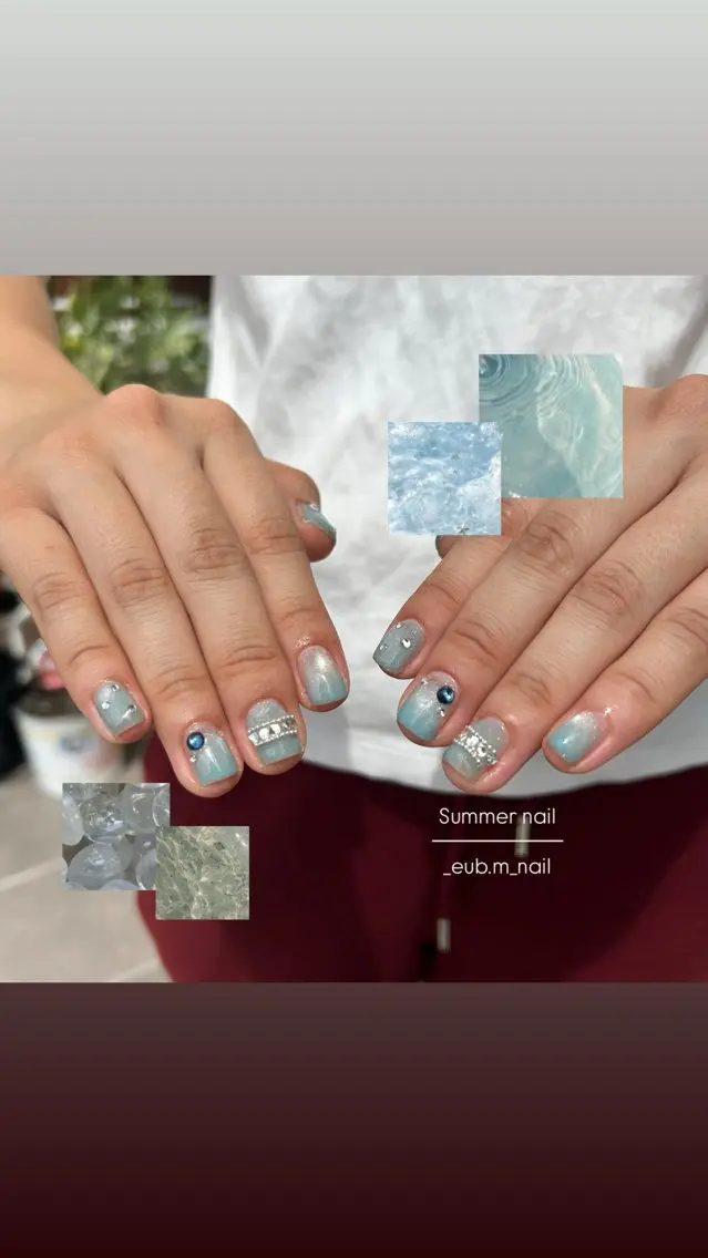 ネイル 氷ネイル・うるうるネイル ハンドネイル 深夜ネイルサロン eub.m_nailのネイルデザイン