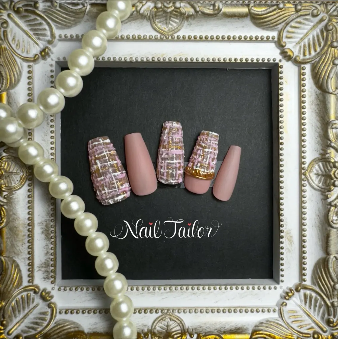 ネイル オフィスネイル ネイルチップ ツイードネイル 冬ネイル ハンドネイル NailTailor ネイルテイラーのネイルデザイン