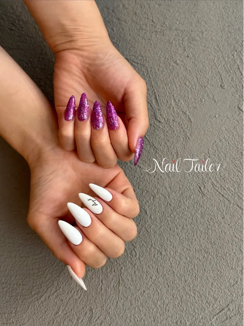 ネイル 長さ出し ホログラムネイル キラキラネイル ロングネイル ワンカラーネイル ハンドネイル NailTailor ネイルテイラーのネイルデザイン