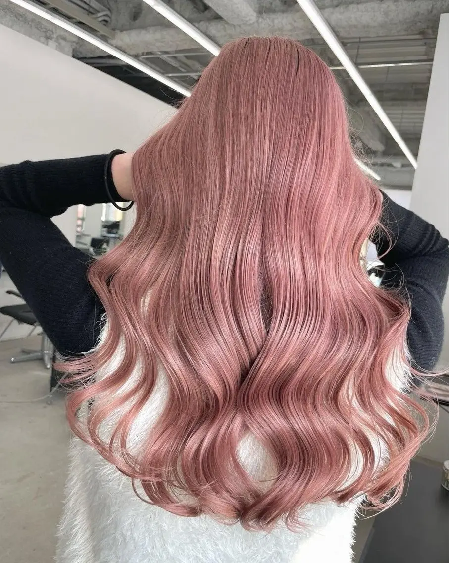 ロング カラー ベージュカラー ブリーチ 透明感カラー ダブルカラー ピンクカラー カット ヘアカラー ダブルカラー/縮毛/ ピンク/ベージュのヘアスタイル