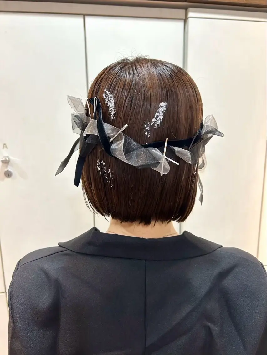 ミディアム ヘアアレンジ ヘアセット エクステ🫧艶カラー ┊︎momoha横浜のヘアスタイル