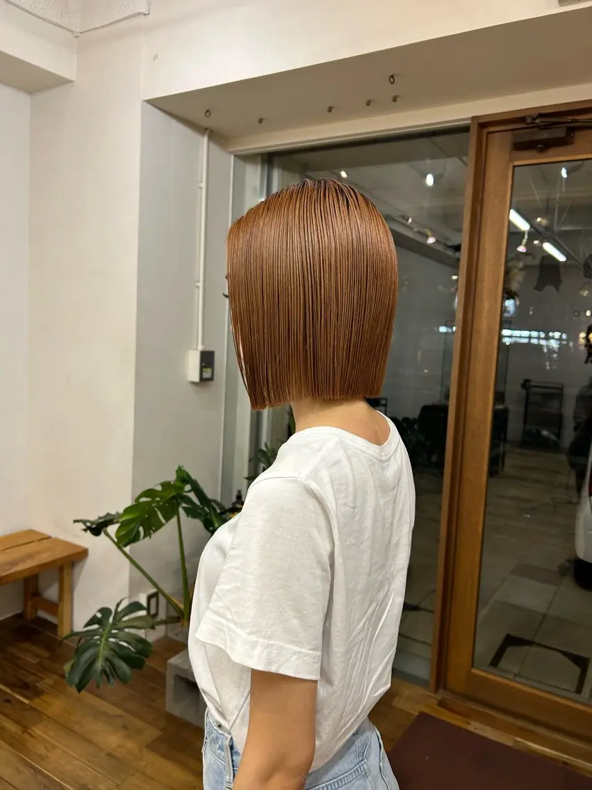 ミディアム 切りっぱなしボブ ボブ 透明感カラー/ボブ/ meruのヘアスタイル