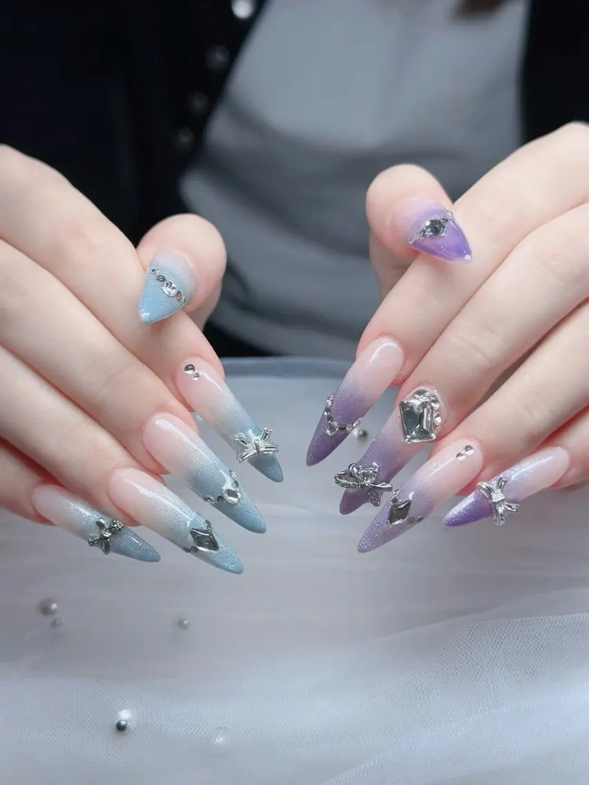 ネイル オーロラネイル フレンチネイル ジェルネイル ハロウィン 韓国ネイル ハンドネイル neco H.babynailのネイルデザイン