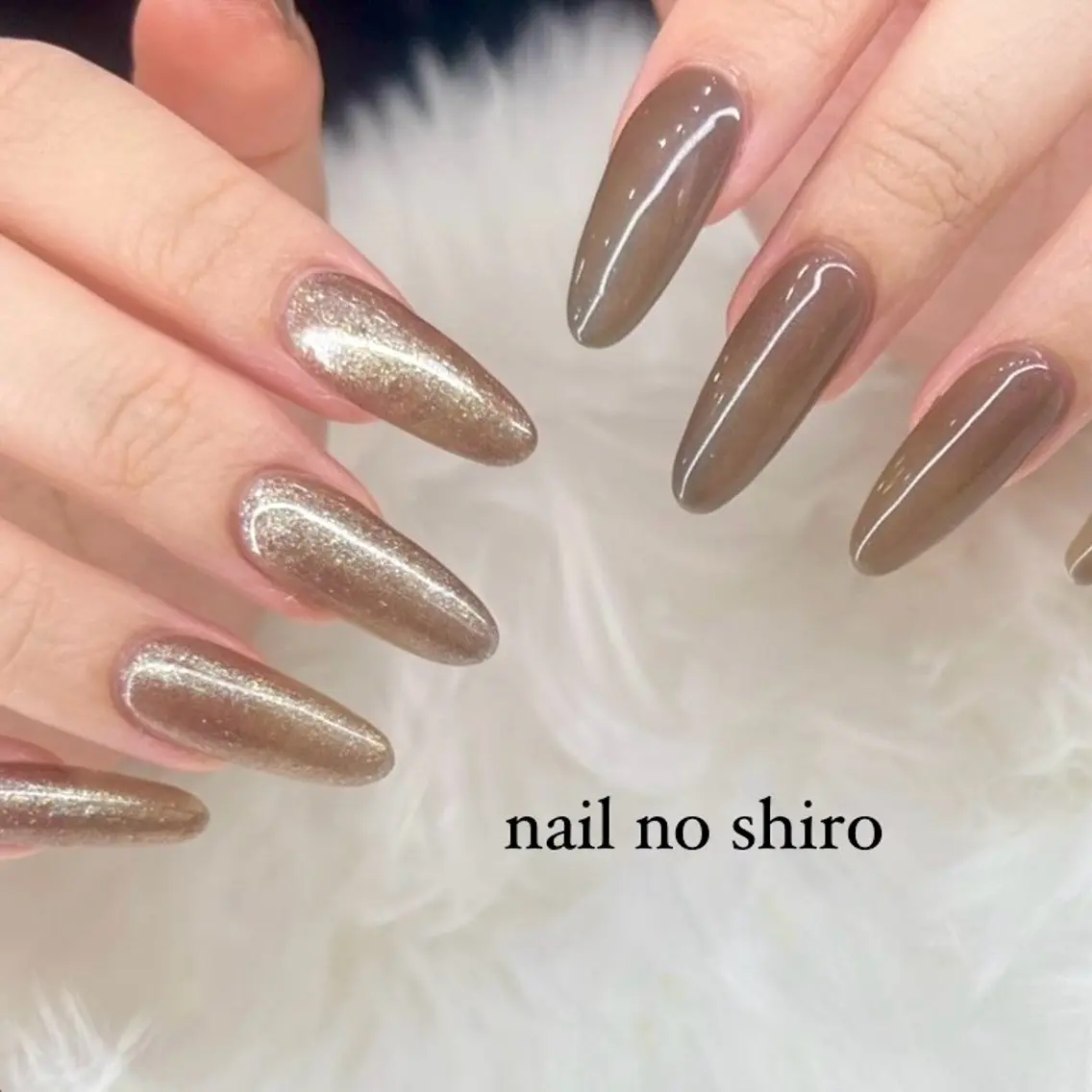 ネイル ブラウン ロングネイル ハンドネイル nail no shiro/耳つぼのその他イメージ