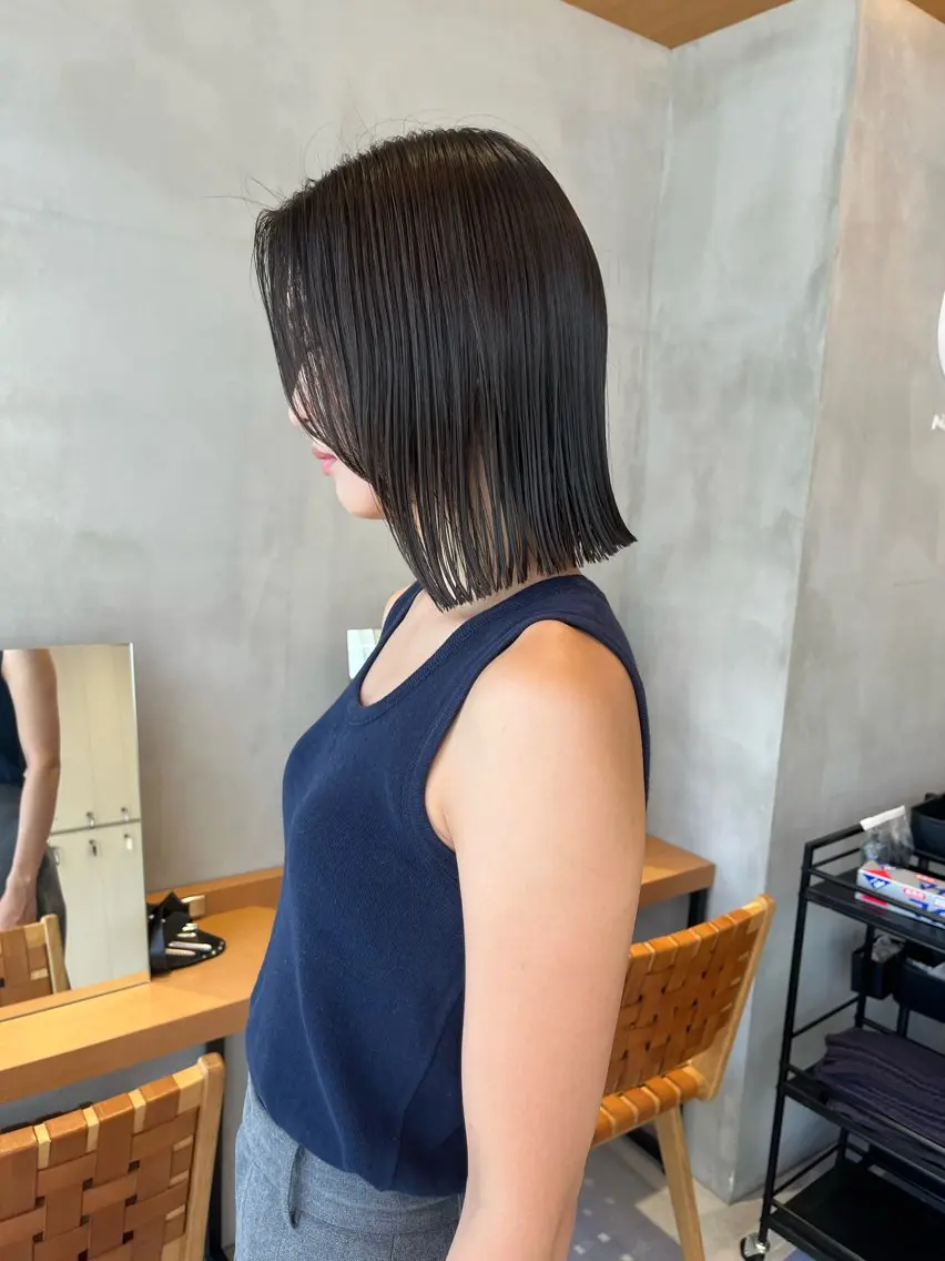 ミディアム カラー カット ヘアカラー トリートメント 縮毛矯正ボブ&顔まわ レイヤー♡TOMOEのヘアスタイル