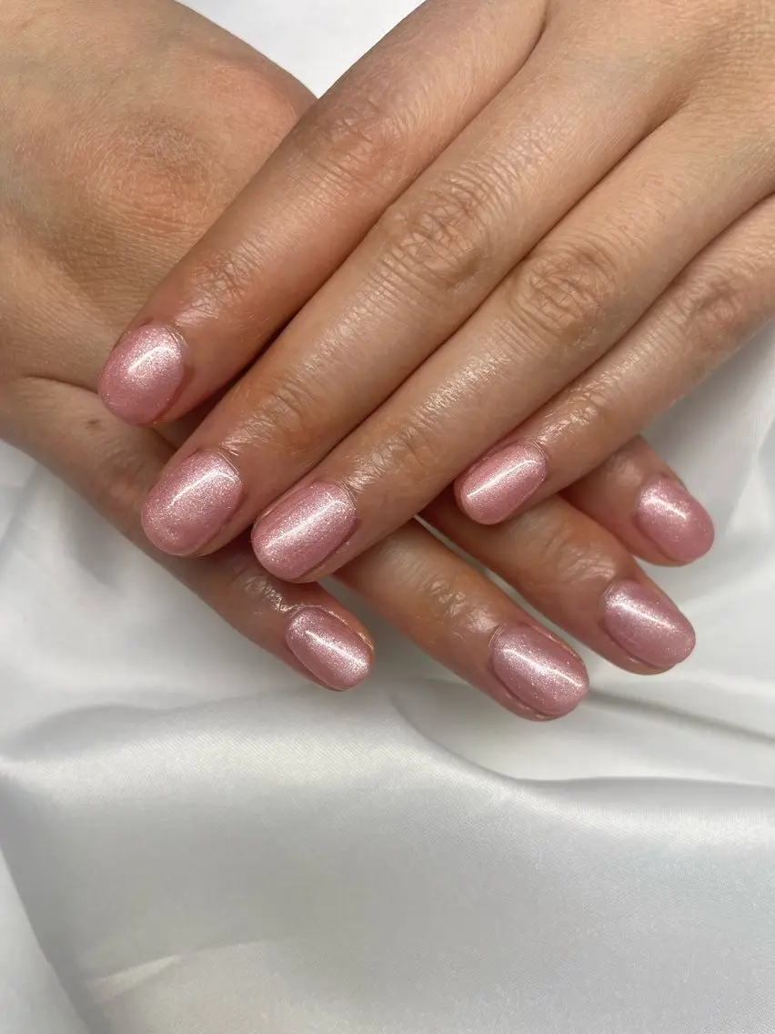 ネイル ラメ(グリッター) ピンク ハンドネイル Mynail プライベートサロンのネイルデザイン
