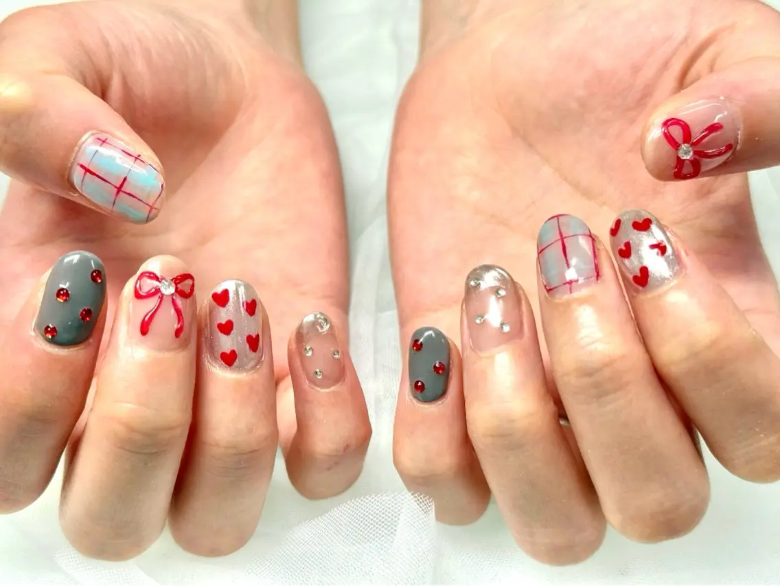 ネイル アートネイル ジェルネイル マグネットネイル 持ち込み パラジェル Nail Neige🐈🌙のネイルデザイン