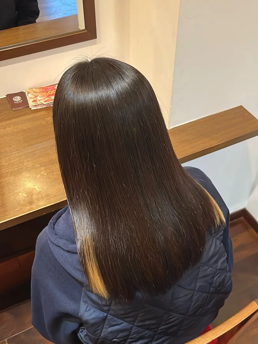 セミロング 酸性ストレート カット 縮毛矯正 トリートメント 今在家 玲【艶髪スト レート/メンズ】のヘアスタイル