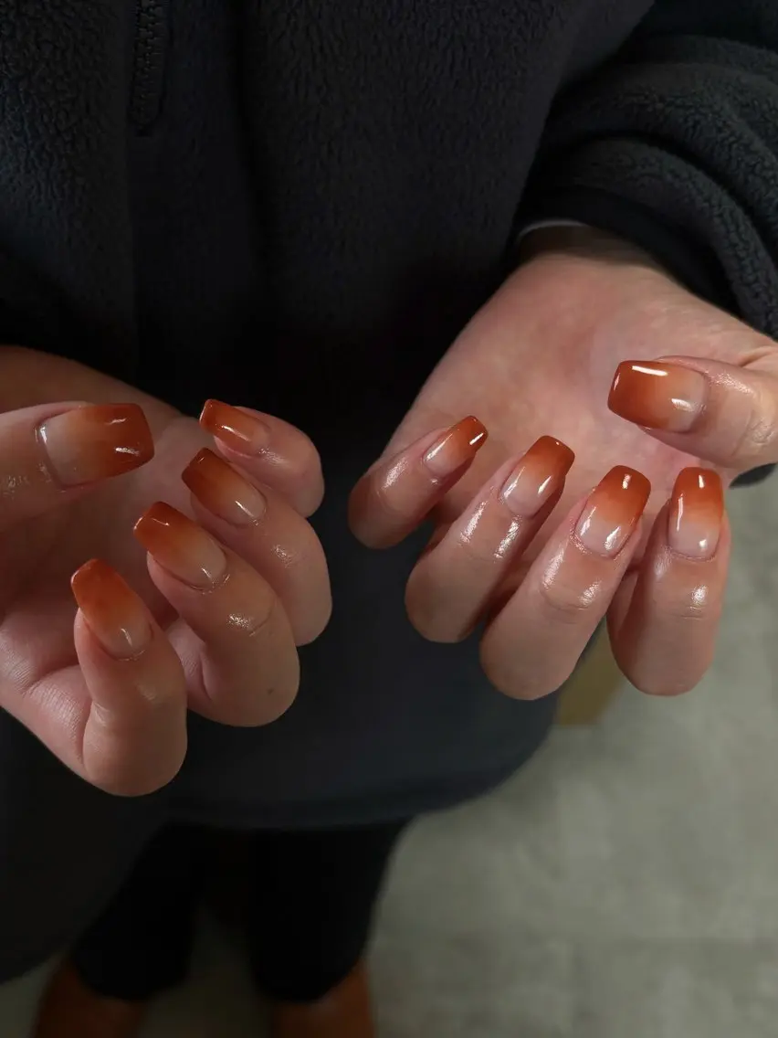 ネイル ブラウン ジェルネイル グラデーション キラキラネイル マグネットネイル ハンドネイル tamu nail 　金町のネイルデザイン