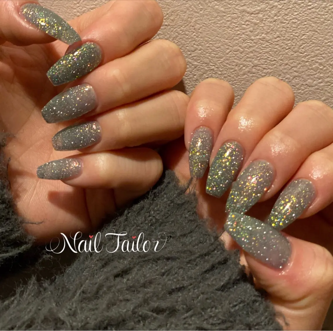 ネイル 長さ出し フラッシュネイル キラキラネイル ラメ(グリッター) ハンドネイル NailTailor ネイルテイラーのネイルデザイン