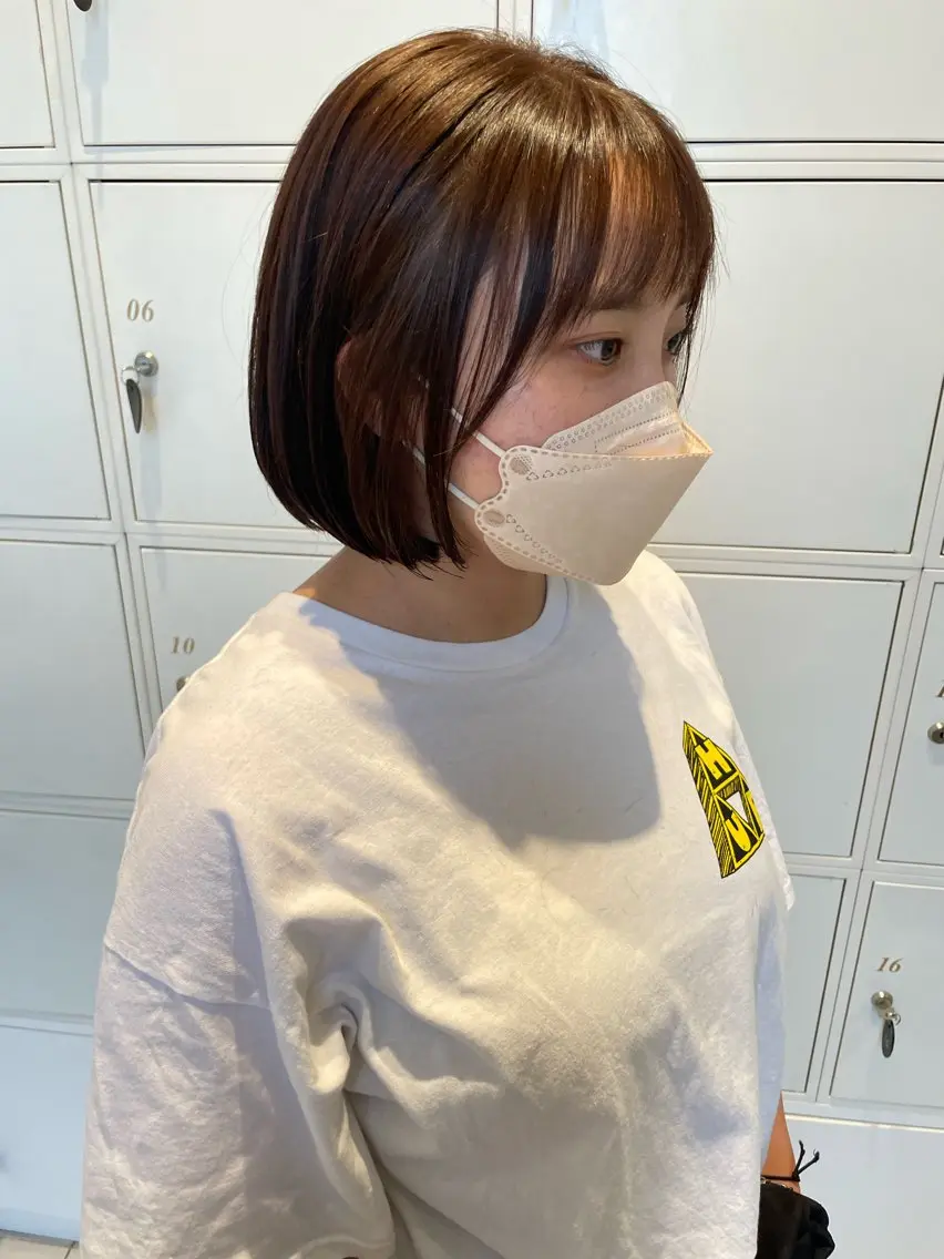 ミディアム カラー ショートボブ インナーカラー ボブ トリートメント 鶴岡で縮毛矯正なら お任せ！ハヤシナオミのヘアスタイル