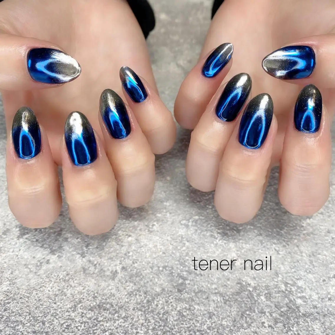 ネイル ブルー グラデーション シルバー テネルネイル tener nailのネイルデザイン