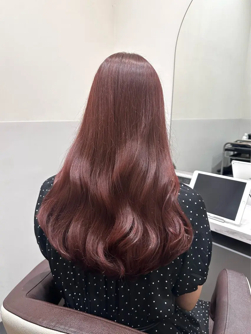 ロング カラー ブリーチ ラベンダーカラー ブリーチなしカラー ピンクカラー ピンクラベンダー カット ヘアカラー トリートメント 矢野 晃平のヘアスタイル
