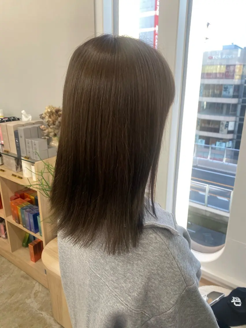 ミディアム カラー ヘアアレンジ アッシュ ベージュカラー ヘアカラー ボブ /ニュアンス/ satomi🧸💖のヘアスタイル